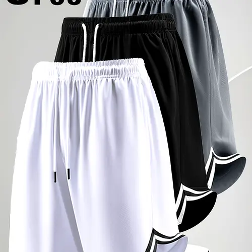 Men’s 3-Pack Quick-Dry Lightweight Athletic Basketball Shorts, Knee-Length, Casual Style for Outdoor Sports and Leisure Wear