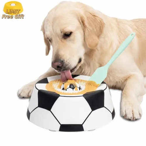 PawPace Multi purpose dog bowl,No mess Dog Liquid Slow Feeder,Easy clean Lick Bowl Mat with Ball ,8 Extra Large Suction Cups,No Mess Liquid Treat Enrichment Bowl for Dogs,Dishwasher Safe,Blue