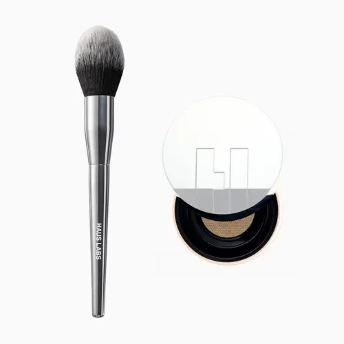 HAUS LABS Setting Powder & Brush Duo | Bio-Blurring Loose Setting Powder & Powder Brush