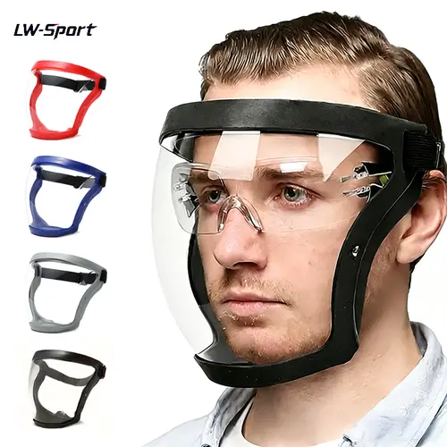 Transparent Visor - Adjustable Full-Face Protective Shield - Durable Plastic Safety Mask - Heat & Impact Resistant for Work, Kitchen, and Outdoor Use with Easy Drawstring Closure