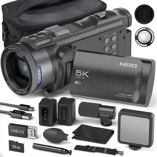 True 5K Video Camera Camcorder 48MP - WiFi, 16X Digital Zoom Autofocus, with 3" 270° IPS Screen, 32GB Card, 2 Batteries & Mic, Vlogging Camera for YouTube Travel Recorder, Rechargeable, Digital Camera