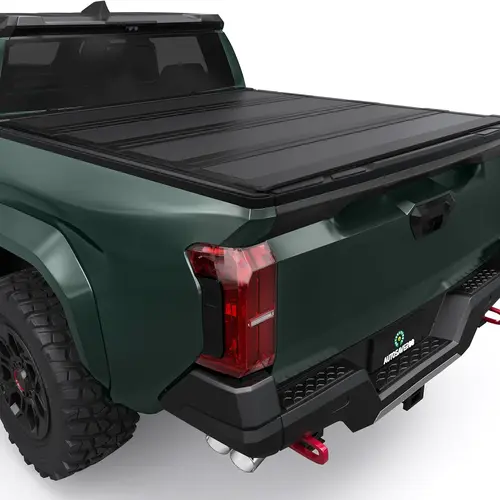 5ft Bed with Deck Rail System Low-Profile Hard Quad Fold Truck Bed Tonneau Cover Fit for Toyota Tacoma 2016-2023/2024-2026 (Excl. Trail Edition)