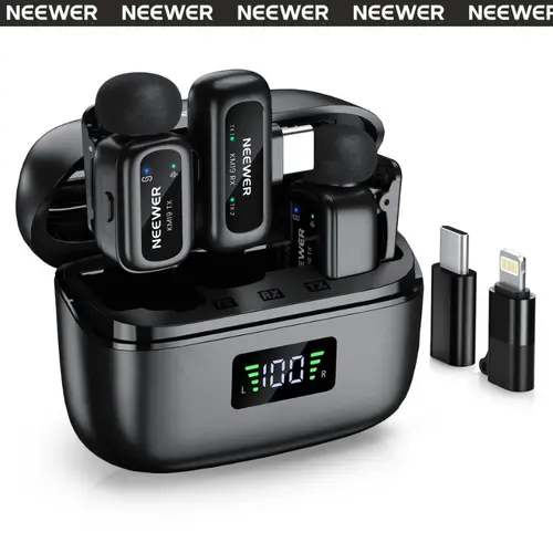 NEEWER KM19 Mini Wireless Lavalier Microphone – Portable Clip-On Mic with Noise Reduction for iPhone/Android/DJI Osmo Pocket, Ideal for Vlog, Streaming & Video Recording