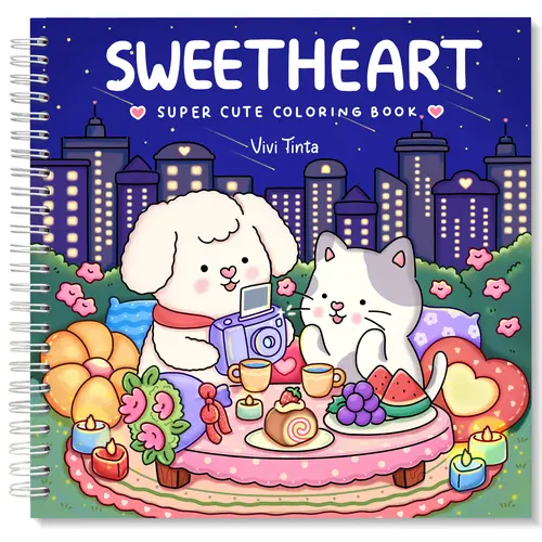 VIVI TINTA Sweetheart Coloring Book, Office Art Supplies with Adorable Valentine-Themed Animals, Cute Motif Coloring Book for Adult Relaxation & Creative Relief, Coloring Books