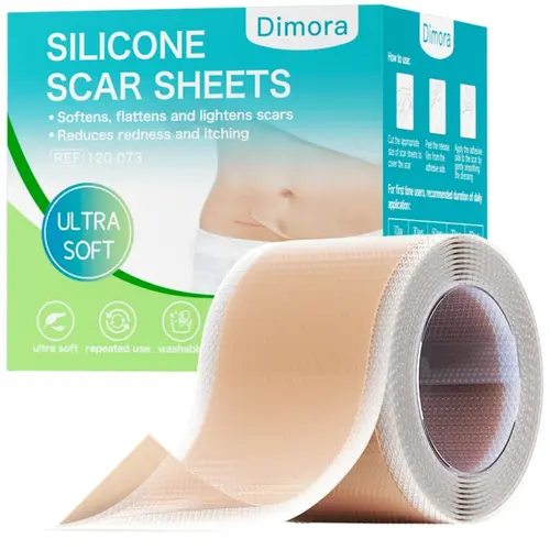 Dimora Medical-Grade Silicone Scar Sheets, Cuttable Hypoallergenic Scar Tape Roll,for Post-Surgery Scar Repair, Wrinkle Care & Skin Discoloration Reduction