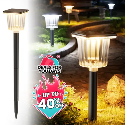 BITPOTT 8-Pack Solar Outdoor Pathway Lights - Aesthetic, Super Bright, IP65 Waterproof, Auto-On/Off Dusk-to-Dawn Solar Garden Lights Decking & Patio Lighting for Yard, Outdoor Landscape Use