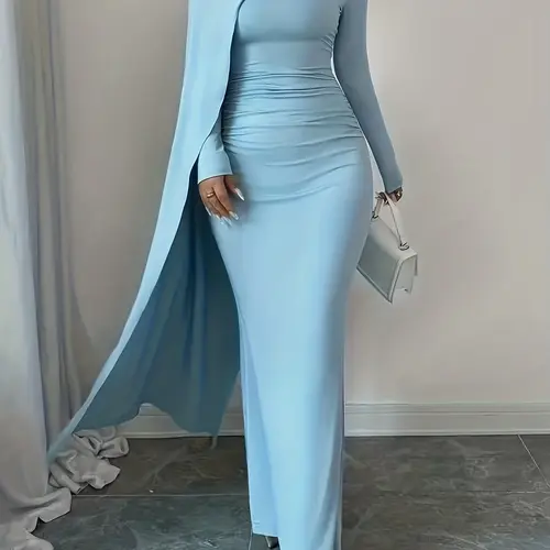 Elegant Asymmetric One-Shoulder Long Sleeve Bodycon Dress for Women, Womenswear, Asymmetrical, Stylish and Tight-Fitting, Evening, Formal, Perfect for Various Occasions