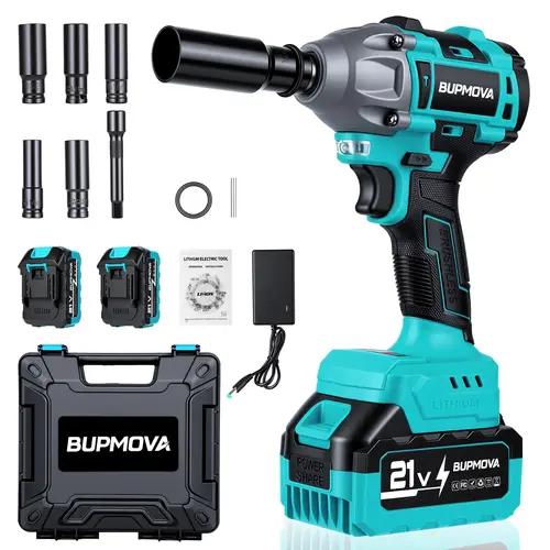 1000N.m Cordless Impact Wrench Combo Set  High-Torque 1/2-Inch with Fast Charger Tool Kit 2 Batteries Home Auto Men's Gift