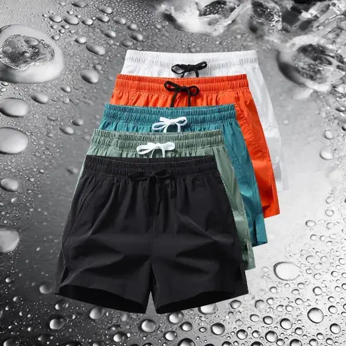 Men's Regular Fit Elastic Drawstring Waist Shorts with Zipper Pocket - Breathable Activewear Sports Clothes for Daily Outdoor Day Wear, Menswear All-Season Bottoms