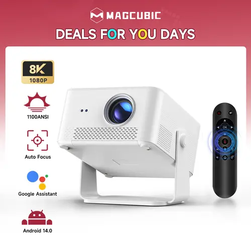 Magcubic HY450Max Projector 1100ANSI 8K Decode Auto Focus 12W Speaker HDR10+ Android 14.0 Dual WiFi6 BT5.4 Fully Automatic Keystone 1.0:1 Throw Ratio Screen Recognize & Automatic Obstacle Avoidance Home Cinema, Movie, Audio #TikTokShopBackToSchool