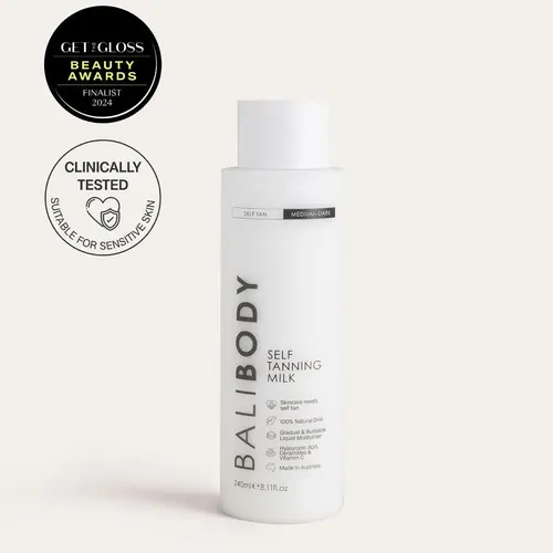 Bali Body | Self Tan Body Milk - Hydrating Self Tanner & Tanning Lotion, Streak-Free Sunless Tan, Colorless & Rinse-Free, Hyaluronic Acid & Ceramides, All Skin Types Including Sensitive Skin