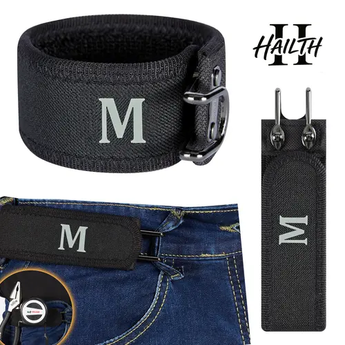 HAILTH 2PCS Buckleless Belt Hook, Tactical Metal Hook Elastic Belt, Gift for Men & Women, Valentine's Day Gift (Letter Design) Belt Included Belt Set