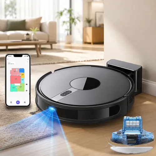 MIUZZY L40 LiDAR Vacuum and Mop Combo - 5000Pa Suction, Precision Laser Mapping, No-Go Zones, Cordless, Remote Control, Auto-Charge, Alexa/Google Compatible, Auto Moving Portable Automatic Vac for Smart Home, TikTok Shop Back to School