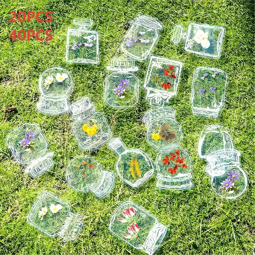 20/40 PCS Random Pattern Clear Dried Flower Bookmarks – DIY Glassware Personalized Stickers, Natural Flower Bookmark Crafts, Perfect for Reading Gifts, Journal Decoration & Scrapbooking, Unique Botanical Design, Adds Elegant Touch to Every Page
