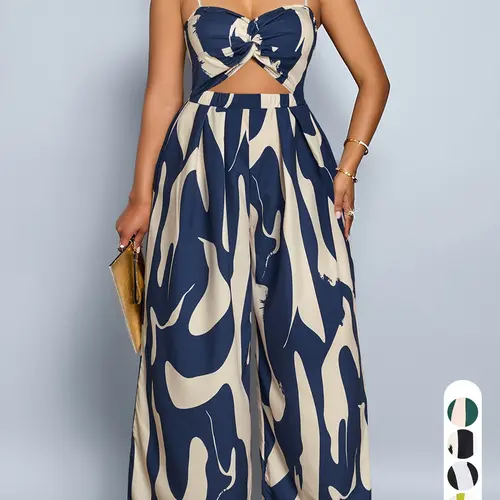 Summer Women's Jumpsuit,Plus Size Straps Waist Hollow Out Straight-leg Trousers Fashion Vacation Party Casual Style Elegant Jumpsuits