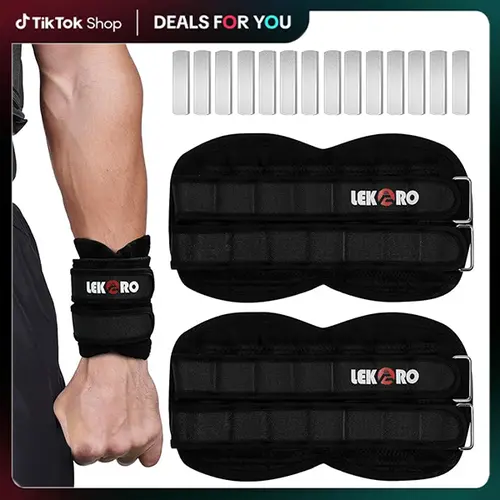 LEKARO Unisex Adjustable Ankle-Wrist Weights (1 Pair), Removable Steel Plates, Sweat-Wicking Workout Fitness Belt, Functional Gear for Walking/Running/Outdoor Activities Weight Training Accessory