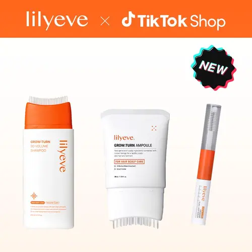 [LILYEVE] GROWTURN Korean Unisex Biotin Haircare Trio for Adults (Normal Scalp) | Liquid Hair Growth Serum, 3D Volume Brush Shampoo, Dual Lash Serum Set, Shampoo+Serum+Lash Hair Loss Products