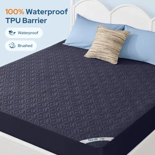 【BEDLORE】Breathable Waterproof Mattress Pad, Soft Dirt-Proof Design with Deep Pocket Fit 6–15 Inch Mattresses, Perfect for Bedroom & Guest Room HomeEssentials