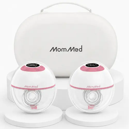 MomMed M21 Luma Built-In Night Light Wearable Breast Pump, Upgraded Hands-Free Bra-Style Cup, 150ml Nursing Cup with 17/19/21/24mm Adjustable Flanges, 4 Modes & 12 Suction Levels, 27mm Portable Electric Design