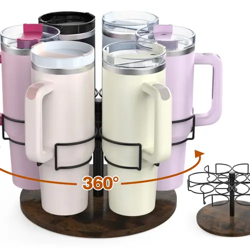 Water Bottle Organizer for Stanley 40 oz, Rotating Stanley Cup Organizer Holder, Tumbler Organizer Holder, Stanley Cup Accessories, Easy to Install, Vintage Brown（Patented Product）,dorm essentials,home decor
