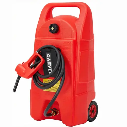 Garvee 16 Gallon Gas Can with 10 FT Manual Siphon Pump, Portable Fuel Tank Container on Wheels for Diesel and Gas Storage, Ideal for Cars, ATVs, Weeders, Boats, Tractors, Snow Blowers, and Generators