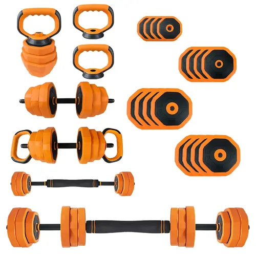 Garvee 4-In-1 Adjustable Dumbbell Set (44/66LB) - Convertible to Barbell, Kettlebell & Push Up Stands, Space-Saving Home Gym Equipment with PVC Coating for Men & Women