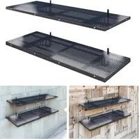 2-Pack Heavy-Duty Adjustable Steel Garage Wall-Mounted Storage Shelf Set, 520 LBS Capacity, 1.64x4 FT Floating Racks with Hooks, Easy Installation for Garage Organiser