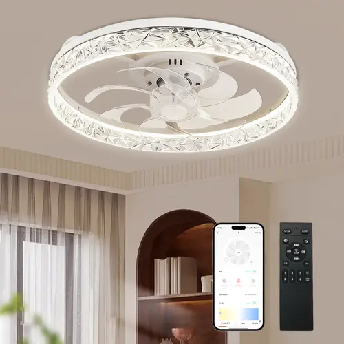 GALENTAL Multifunctional DC Ceiling Fan-Light, Home Decor Light with 3-Temp Lighting, App Remote Control, 6 Wind Speeds, Timer, Reversible Motor, Adjustable Brightness, Low Noise for Bedroom, Living Room