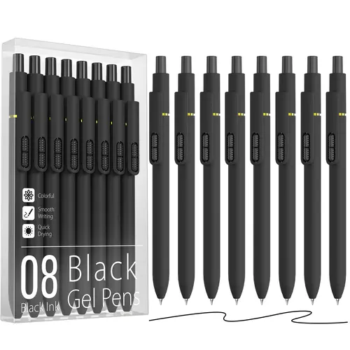 8Pcs Black Gel Pens 0.7mm Medium Point Smooth Writing Quick Drying Retractable Pens for Men Women Morandi 8Pcs summerwins Gel Ink Pens Ball Pen