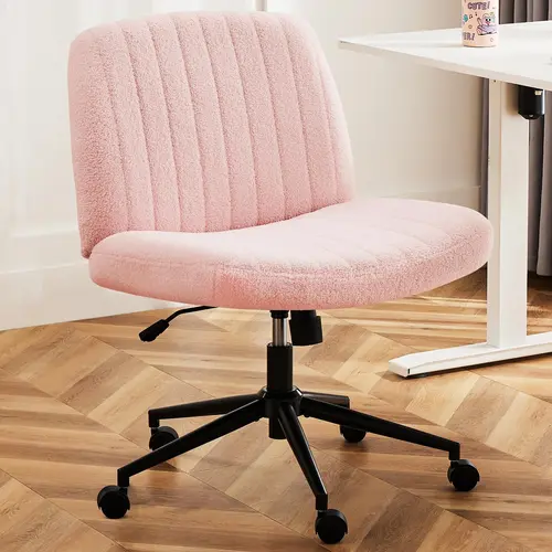 Sweetcrispy Criss Cross Office Chair with Wheels - Wide Armless Home Office Desk Chair, Swivel Height-Adjustable, Dual-Purpose Base