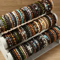 Unisex 72pcs Random Boho Wooden Bead Stackable Bracelet Set - Handcrafted Stretch Design, His and Hers Couples Gift, Daily Wear Costume Jewelry Bangles
