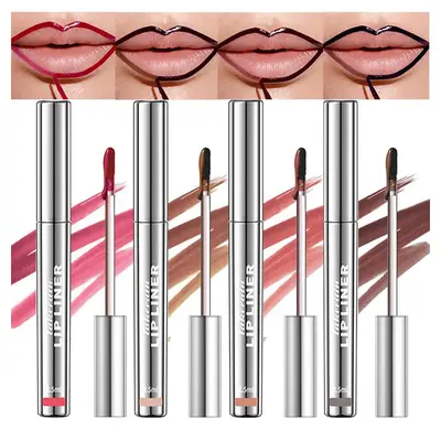LAKERAIN 4-Count/1 Set Alcohol-Free Peel-Off Lip Liner Stain Combo Kit, Velvet Matte, Waterproof, Transfer-Proof, Long-Lasting Lip Tint & Gloss, Beauty Products Make Up Gift for Women