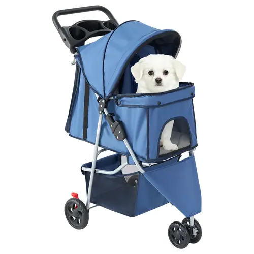 Sweetcrispy Pet Stroller for Small-Medium Dogs & Cats, Foldable, Lightweight, Durable, Portable Puppy Stroller with Storage Basket & Cup Holders