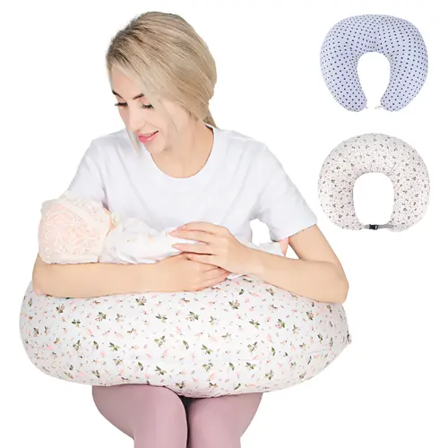 Chilling Home C-Shaped Cotton-Polyester Fill Maternity Pillow - 47in Floral Print Maternity Supplies with Removable Cover, Full Body Support for Pregnant Women's Sleeping Needs
