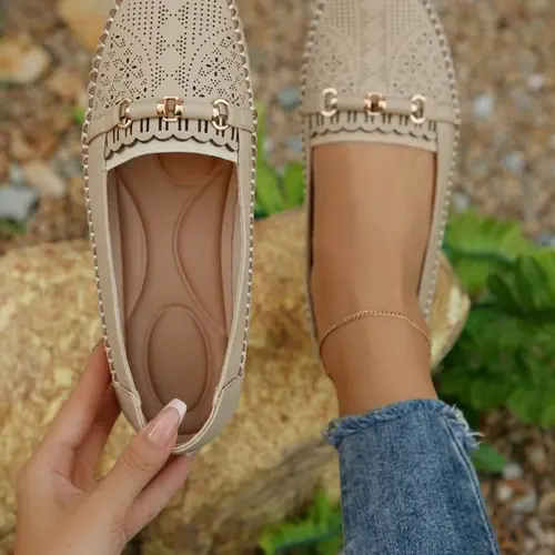 Women's Comfortable Casual Slip-On Loafers - Cloud Cushion Massage Flats for Standing All Day, Breathable Work Shoes