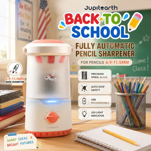 【back to school shopping】 JUPITEARTH  Fully Automatic Rechargeable Electric Pencil Sharpener - No-Touch Design, 6.9-11.5mm, for Colored Pencils, School Supplies, Office Stationery, Ideal for Home & Classroom, Efficiency，study supply ，pen
