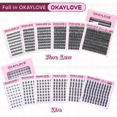 OKAYLOVE Lashes Cluster, One Size Eyelashes Clusters for Flora Luxe|Lira, 8/ 10/ 12/ 14/ 16/ 18MM Soft Cluster Eyelash Extensions, DIY Eyelash at home Easily, Natural Makeup Girl Gifts,back to school