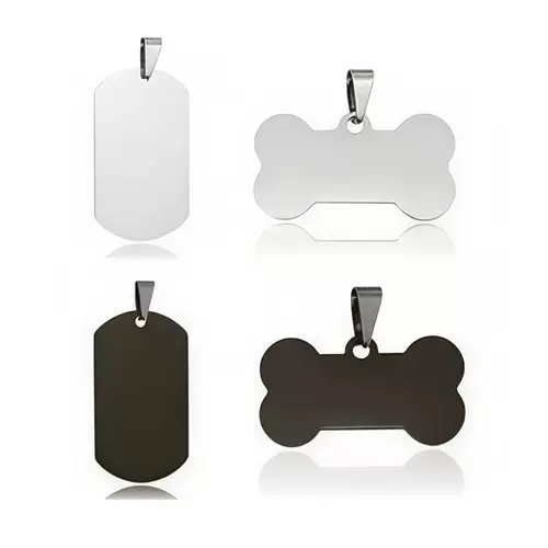 Stainless Steel Laser Blank Tags - Bone-Shape, Oval Charms for Unisex Custom Pendants, Necklaces, Keychains, DIY Crafts, Personalized Gifts (Tools & Hardware Accessory, None for Bracelets)