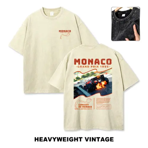 Monaco 1984 Classic Vintage Menswear T-Shirt - Unisex Oversized Top, 90s Graphic Design, Streetwear & Vacation Outfits, Quality Fabric