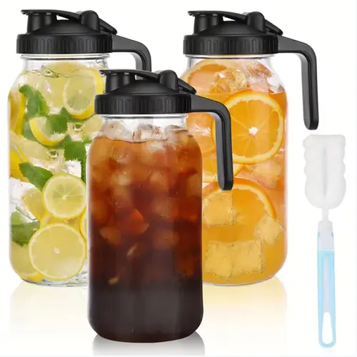 64oz Wide Mouth Cylindrical Anti-Leak Mason Jar with Lid - Family Kitchen Accessory, Food Storage Container, Preserving Canister with Dual Scales for Accurate Proportioning, Easy-to-Clean for Beverage Preparation & Refrigerated Milk Storage sohochic