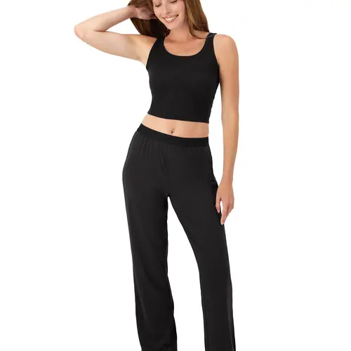 Hanes Comfywear Women's Loungewear Set, 2-Piece SuperSoft Rib Crop Tank & Lounge Pant