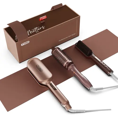 【Live Only】3‑in‑1 Styling Set TYMO RING PLUS & TYMO ROVY & TYMO STYLUX THERMAL BRUSH, Matching Cooling Mat, Ceramic Plated, Dual Voltage,toolupgrade