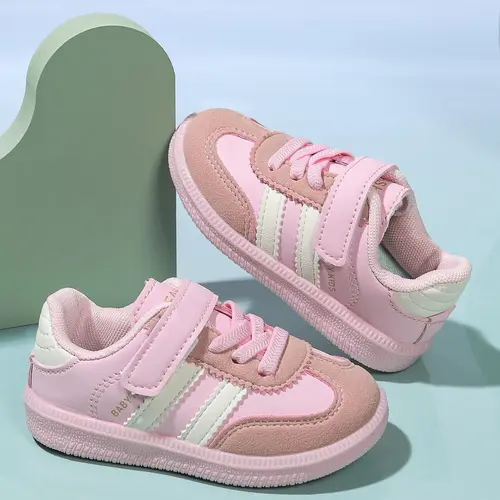 Kids Lace-Up Design Sports Shoes, Athletic Sneakers, Trainers, PU Leather Upper, Rubber Sole, Comfortable & Durable Footwear, Perfect for Active Play