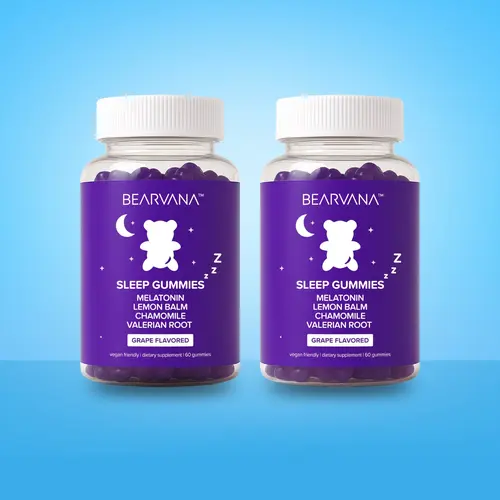 BEARVANA Sleep Gummies Double Pack | Melatonin, Lemon Balm, Chamomile & Valerian Root | The Nighttime Gummies Worth the Hype | Grape Flavor | Two Month Supply | 120 Gummies