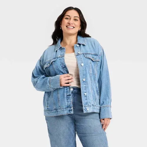 Women's Denim Boyfriend Trucker Jacket - Ava & Viv