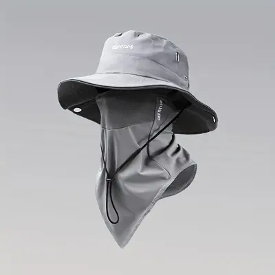BIGWIG Unisex Sun Protection Hat with Anti-UV Fabric, Neck Flap, Wide Brim, Detachable Face Mask, Foldable Brim, Breathable Drawstring Closure, Foldable Outdoor Fishing Hat for Camping, Hiking, Large Capacity Messenger Bag (TikTok-Inspired), Sun Protectio