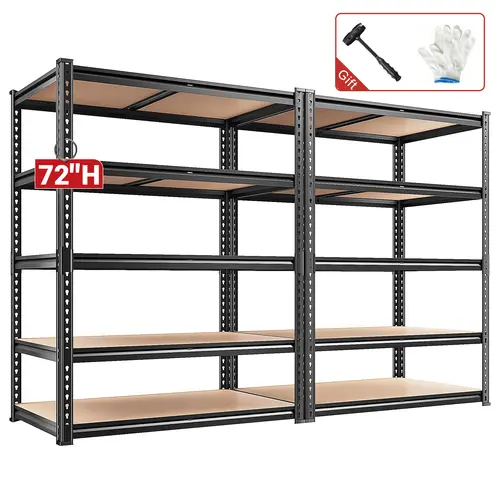 【2-Pack】Heavy-Duty Garage Shelving Units Metal Shelves Storage Height Adjustable Versatile Utility Rack for Warehouse Organizing Pantry Kitchen Basement Shelf Organiser Adjustable Metal Stand Furniture Storage