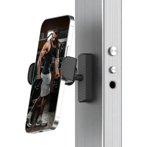 Gym Magnetic Phone Holder - 360° Adjustable Strong Magnetic Mount, Portable Hands-Free Holders & Mounts for Workout Videos, Fitness Stand Compatible with iPhone & Android for Men, Magnetic Phone Mount, Adjustable Hands-Free Phone Holders & Mounts
