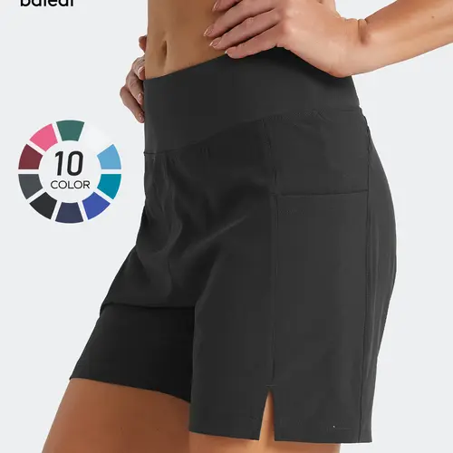 BALEAF Women's Tummy Control High Waisted Swim Shorts (5" Inseam) - Solid Swim Shorts, High Hip Bottoms, Bathing Suit Women with Pockets, UPF50+ Sun Protection, Quick Dry Lightweight Modest Stretch Swimwear for Swimming Beach, Outdoor, Active tiktokshopba