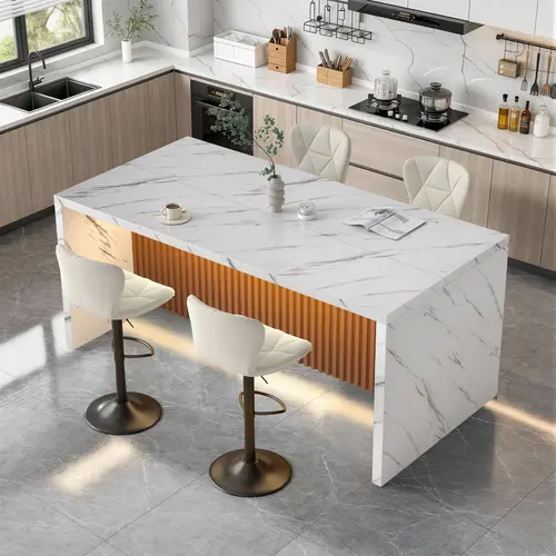 【Ships in Two Packages】Miereirl 47 Inches Round Dining Table for 4-6, Round Kitchen Table with Sturdy Metal Legs, Space-Saving Wood Circle Dining Table with Thick Desktop, Dinner Table for Small Space
